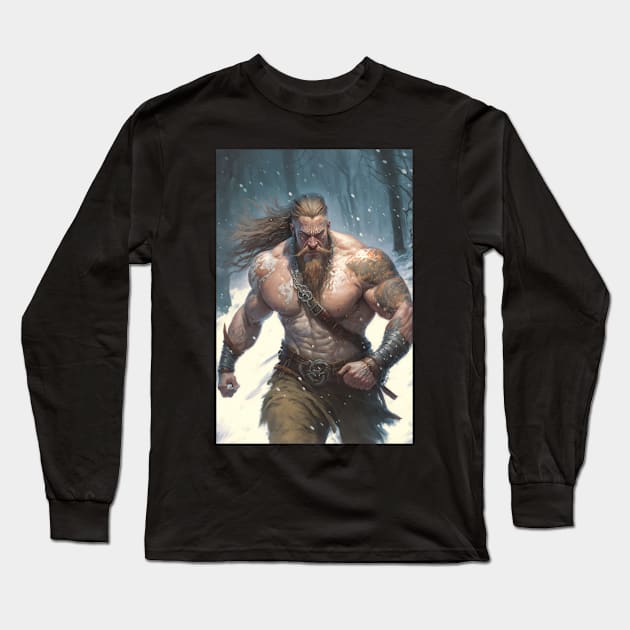 Viking Trudging Through the Snow Long Sleeve T-Shirt by TortillaChief